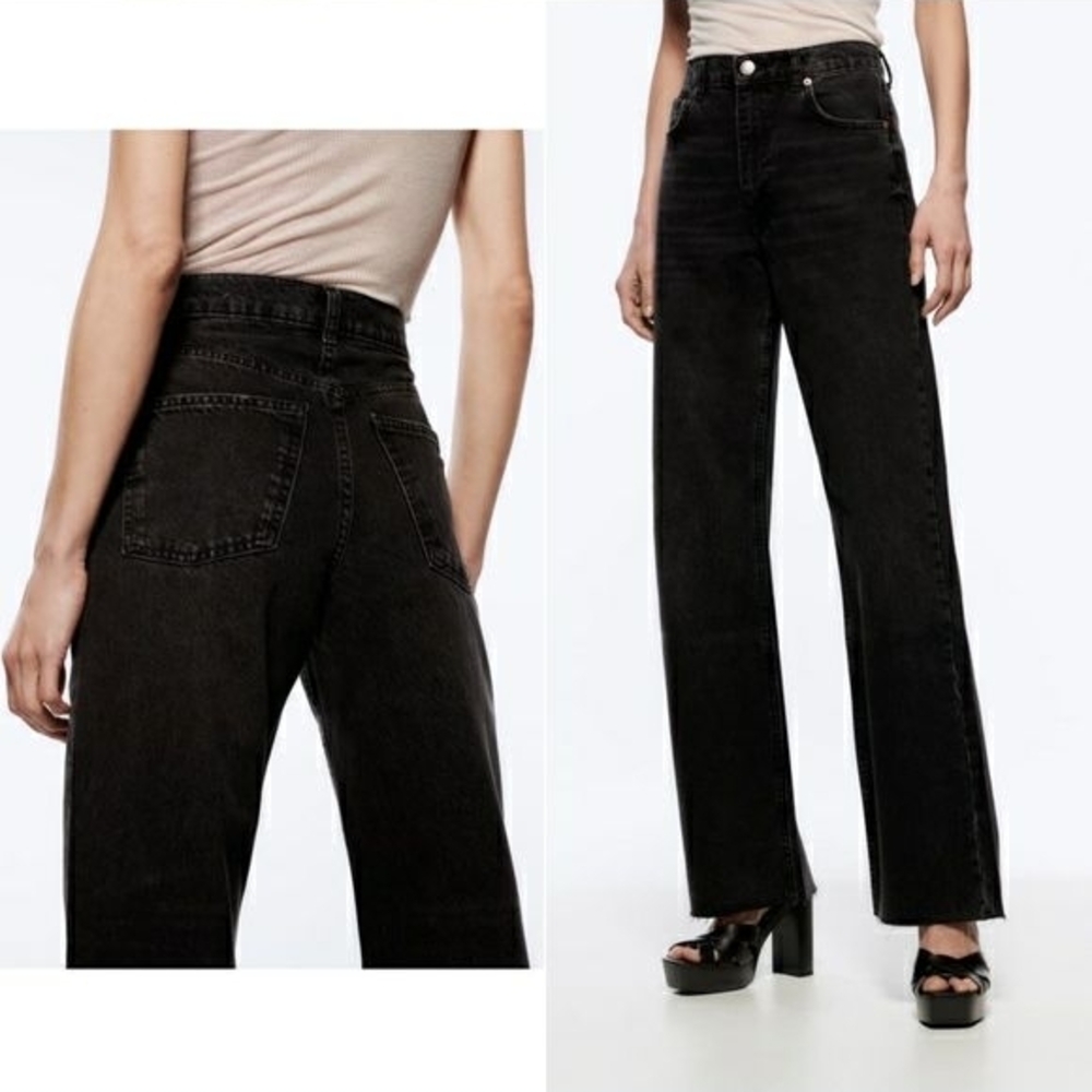 Zara Charcoal Gray High-Rise Jeans
